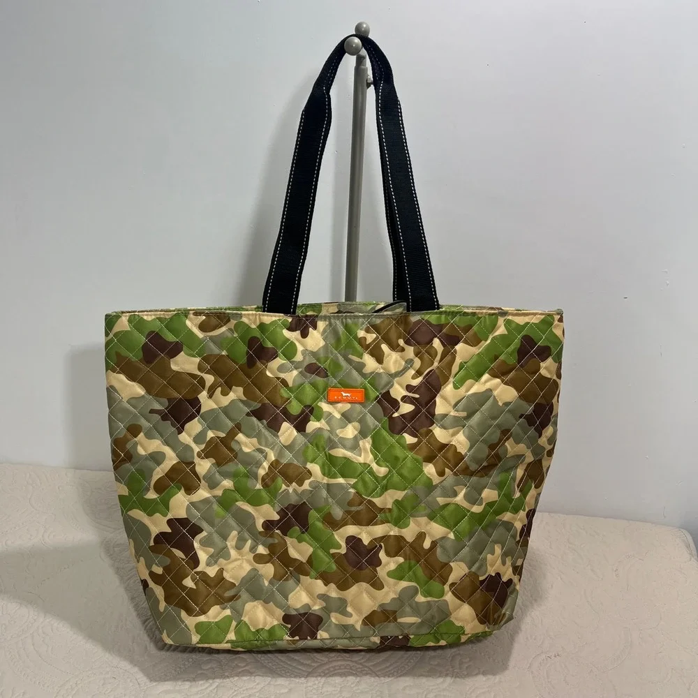 Scout Quilted Weekender Camouflage Tote Bag Green Brown Camo Large Zipper Top